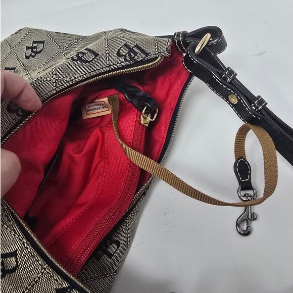 Dooney & Bourke Erica Signature Monogram Leather Trim Hobo Bag Purse Grey Black - Picture 8 of 13